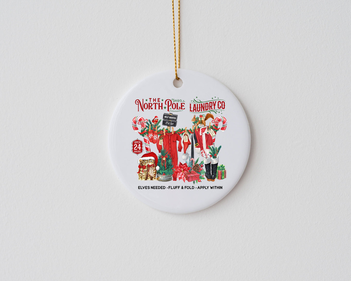 New Release Christmas Ornament, North Pole Laundry Co. Ceramic Christmas Ornament