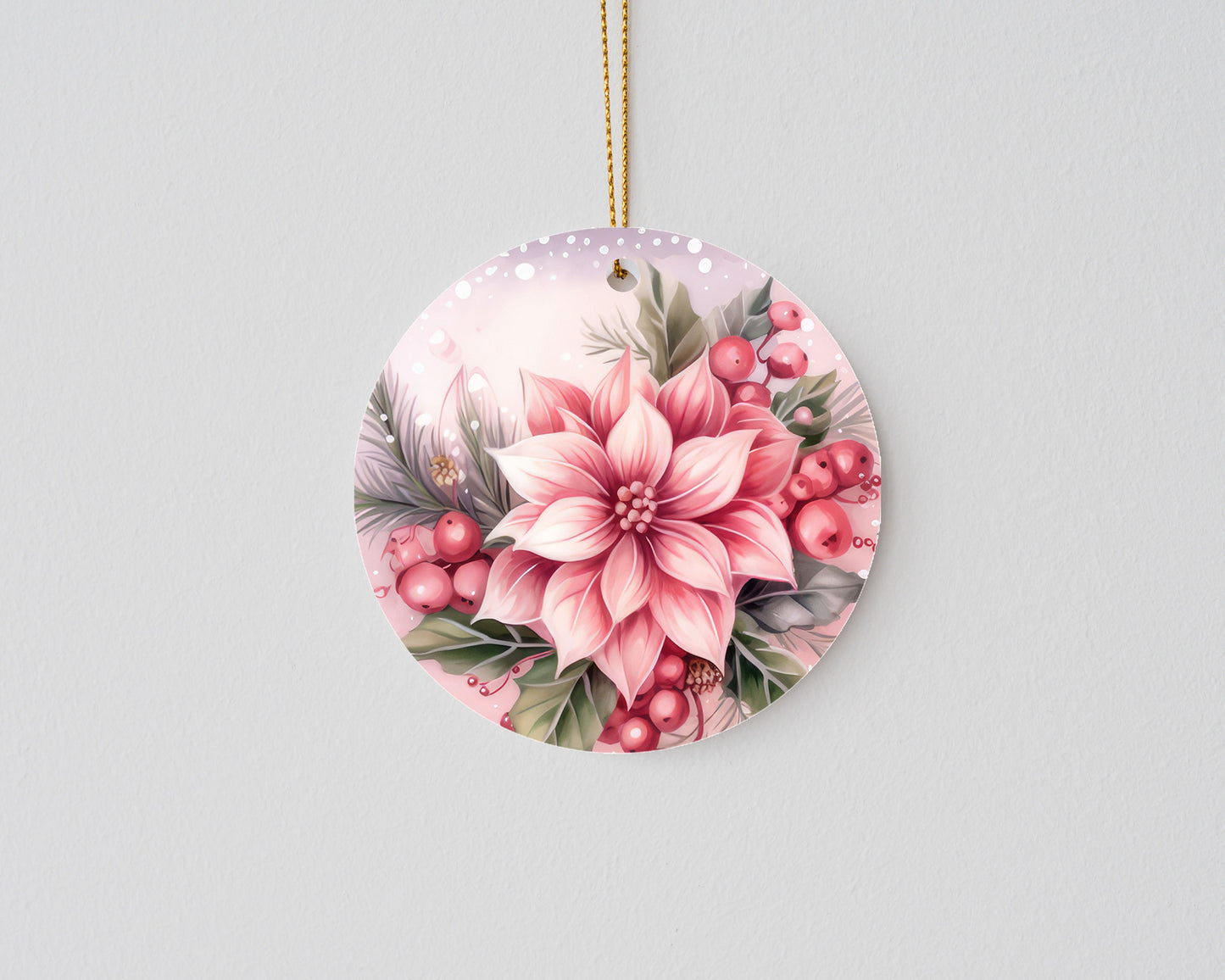 New Release Christmas Ornament, Pink Poinsettia Ceramic Christmas Ornament