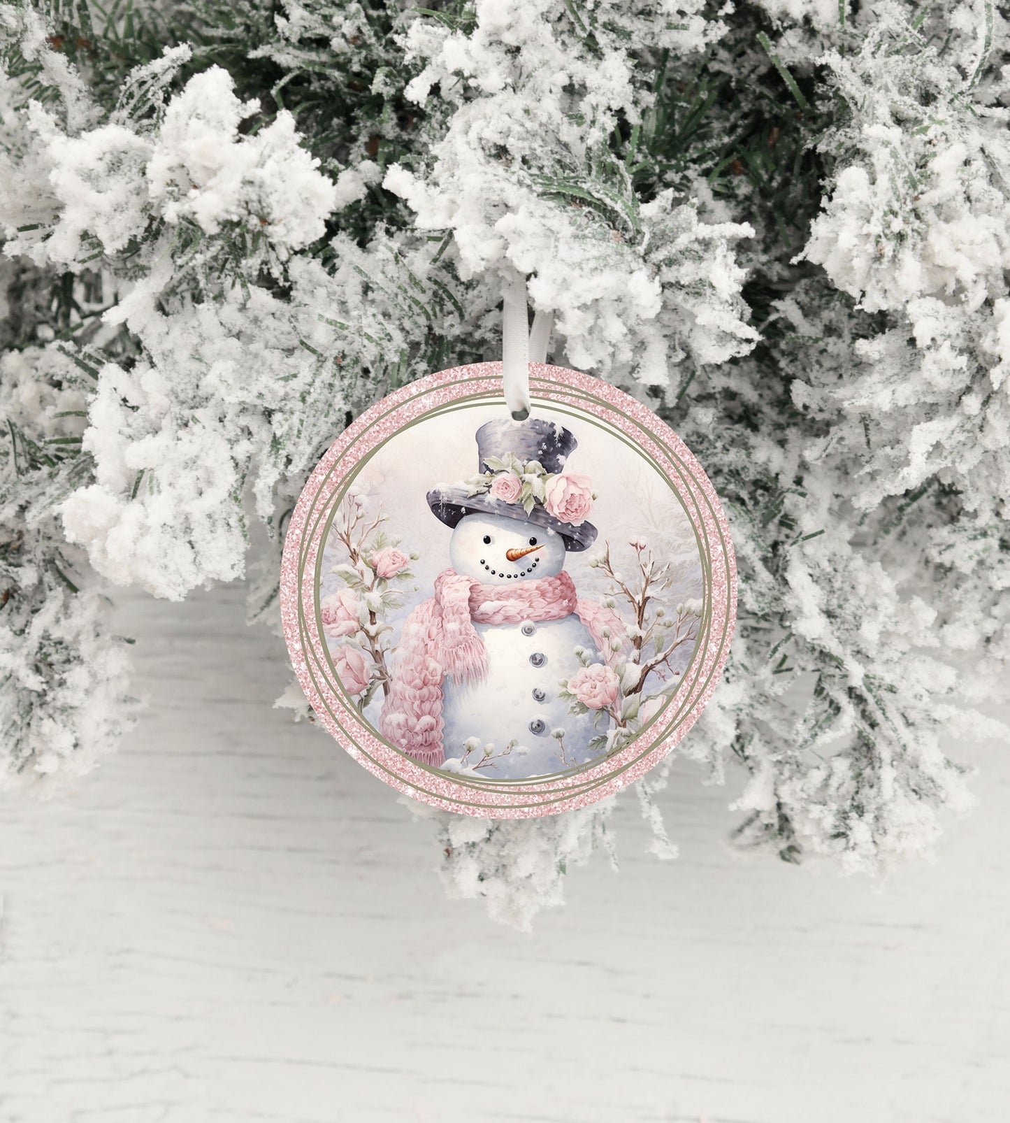 New Release Christmas Ornament, Pink Snowman Ceramic Christmas Ornament