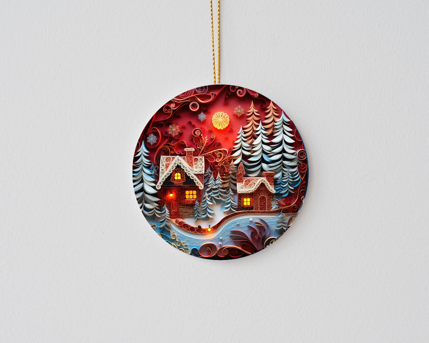 New Release Christmas Ornament, Red Christmas Village Ceramic Christmas Ornament