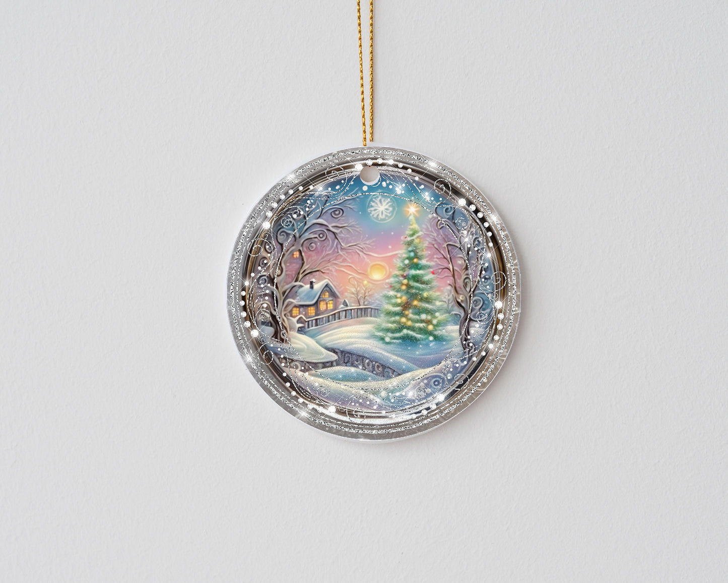 New Release Christmas Ornament, Silver Winter Tree Ceramic Christmas Ornament