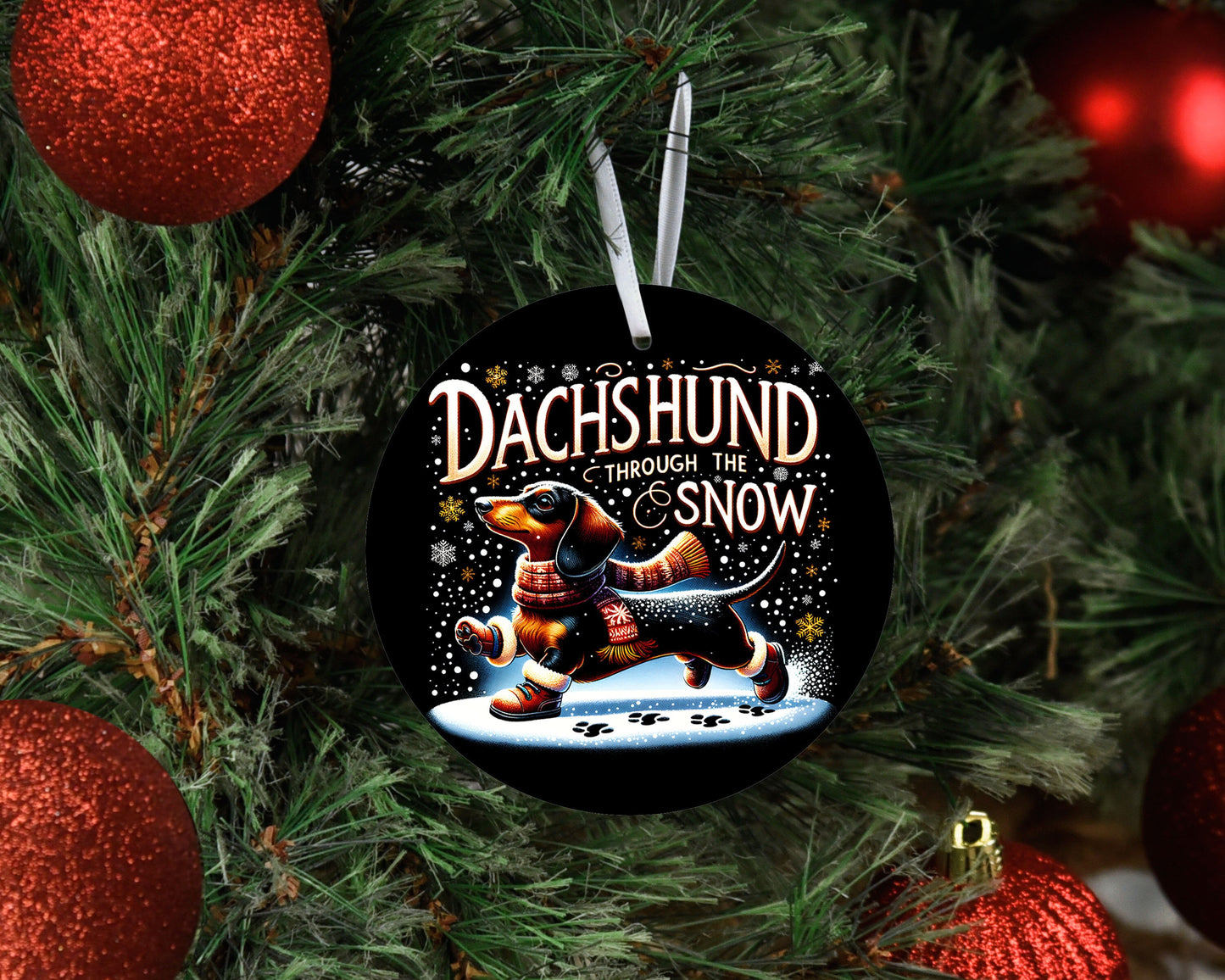 New Release Christmas Ornament, Dachshund Through the Snow Ceramic Christmas Ornament