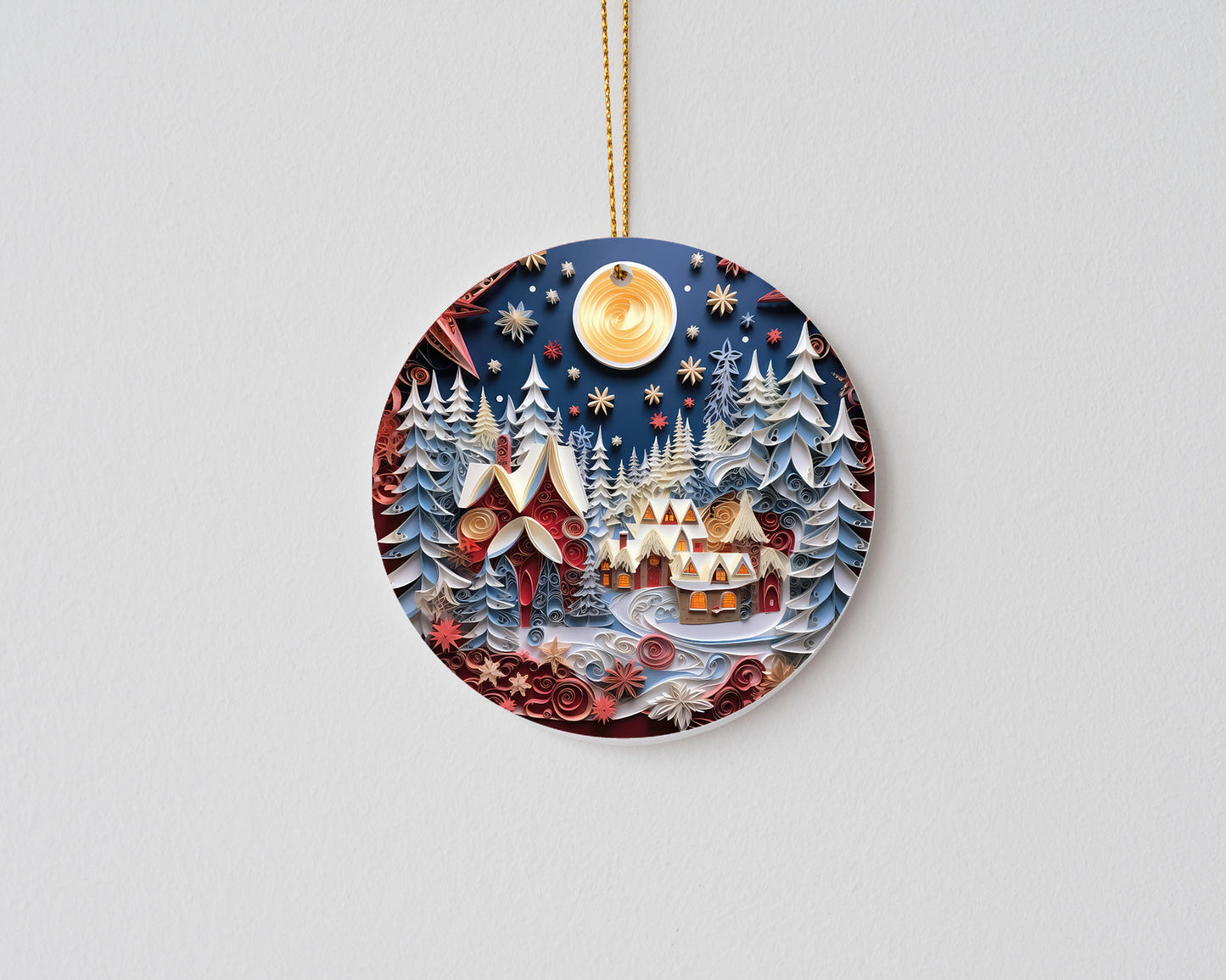 New Release Christmas Ornament, Christmas Night Village Ceramic Christmas Ornament