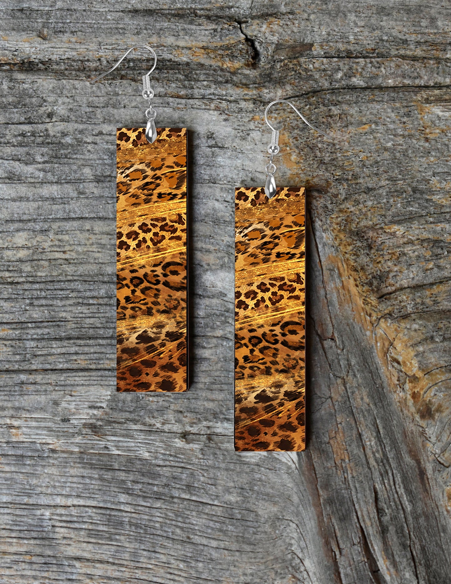 New Release Earrings, Leopard Print Bar Dangle Printed Earrings Jewelry Handmade