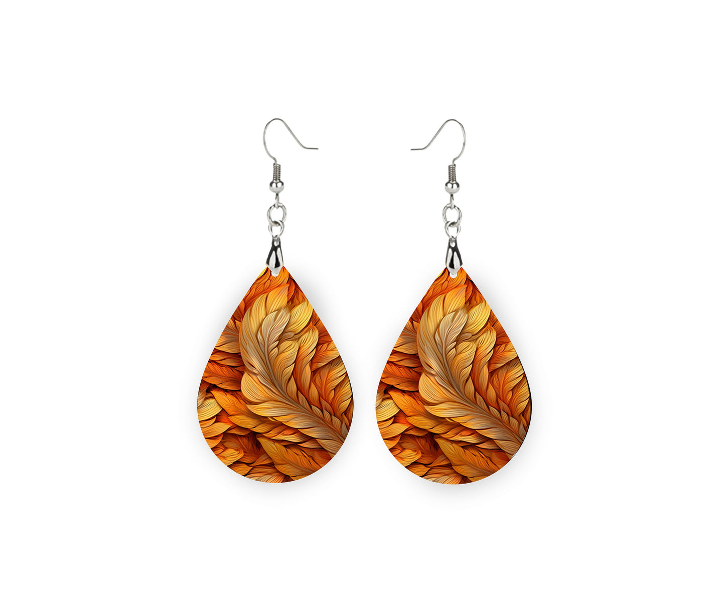 New Release Golden Wings Earrings Print Tear Drop Wood Dangle Earrings Hypoallergenic Jewelry