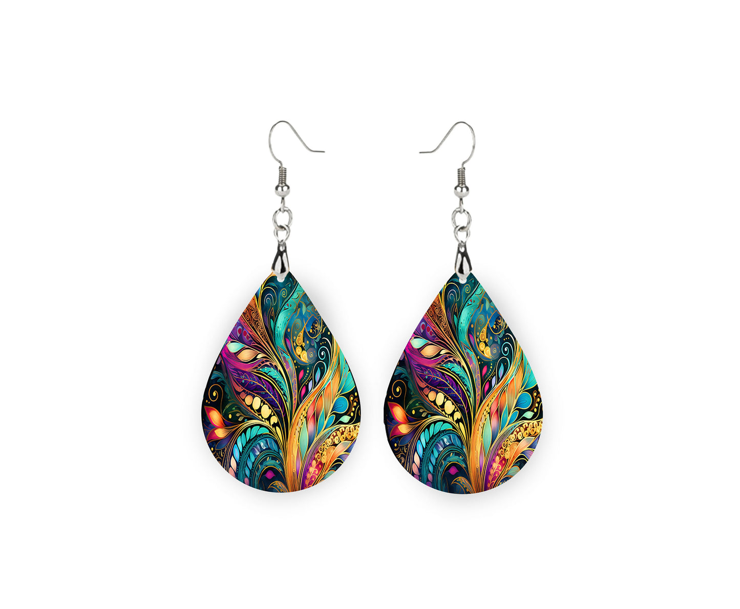 New Release Colorful Boho, Tear Drop Dangle Printed Earrings Jewelry Handmade