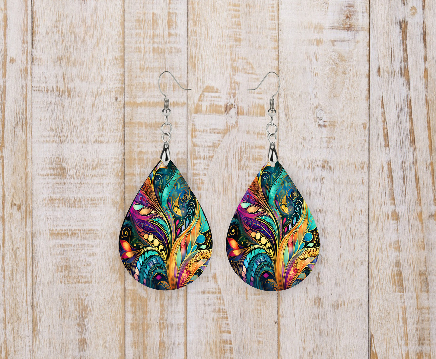 New Release Colorful Boho, Tear Drop Dangle Printed Earrings Jewelry Handmade