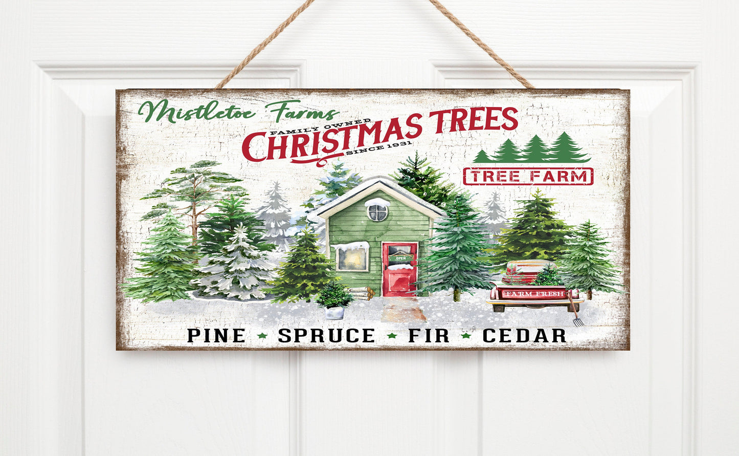 New Release Mistletoe Farms Christmas Tree Wall Decor, Christmas Sign,  Printed Handmade Wood Sign, Wreath Sign, Door Hanger