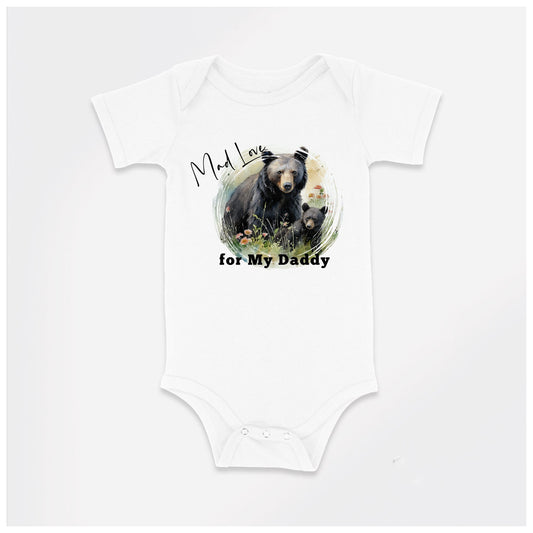 New Release, Baby Bodysuit, Mad Love for My Daddy Romper, One Piece Baby Suit, Baby Gift, Long / Short Sleeve, 0-18 Months size