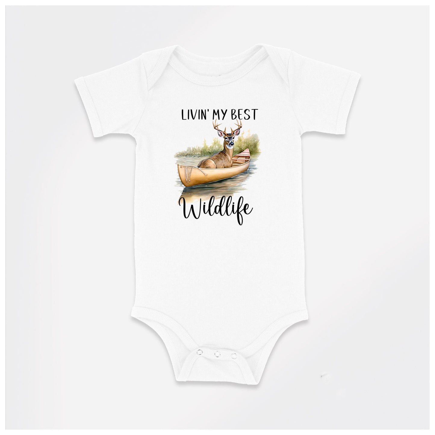 New Release, Baby Bodysuit, Deer Livin' My Best Wildlife, One Piece Baby Suit, Baby Gift, Long / Short Sleeve, 0-18 Months size