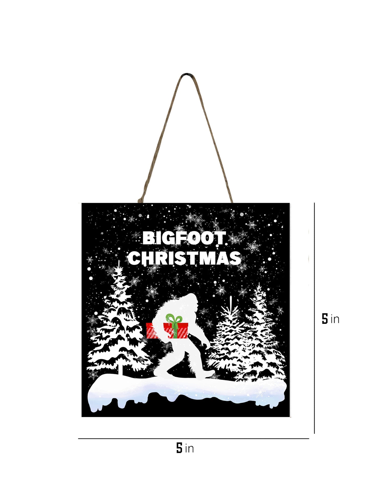 New Release, Christmas Ornament, Black and White Bigfoot Christmas, Tier Tray Decor, Wreath Sign, Mini Sign, Door Hanger