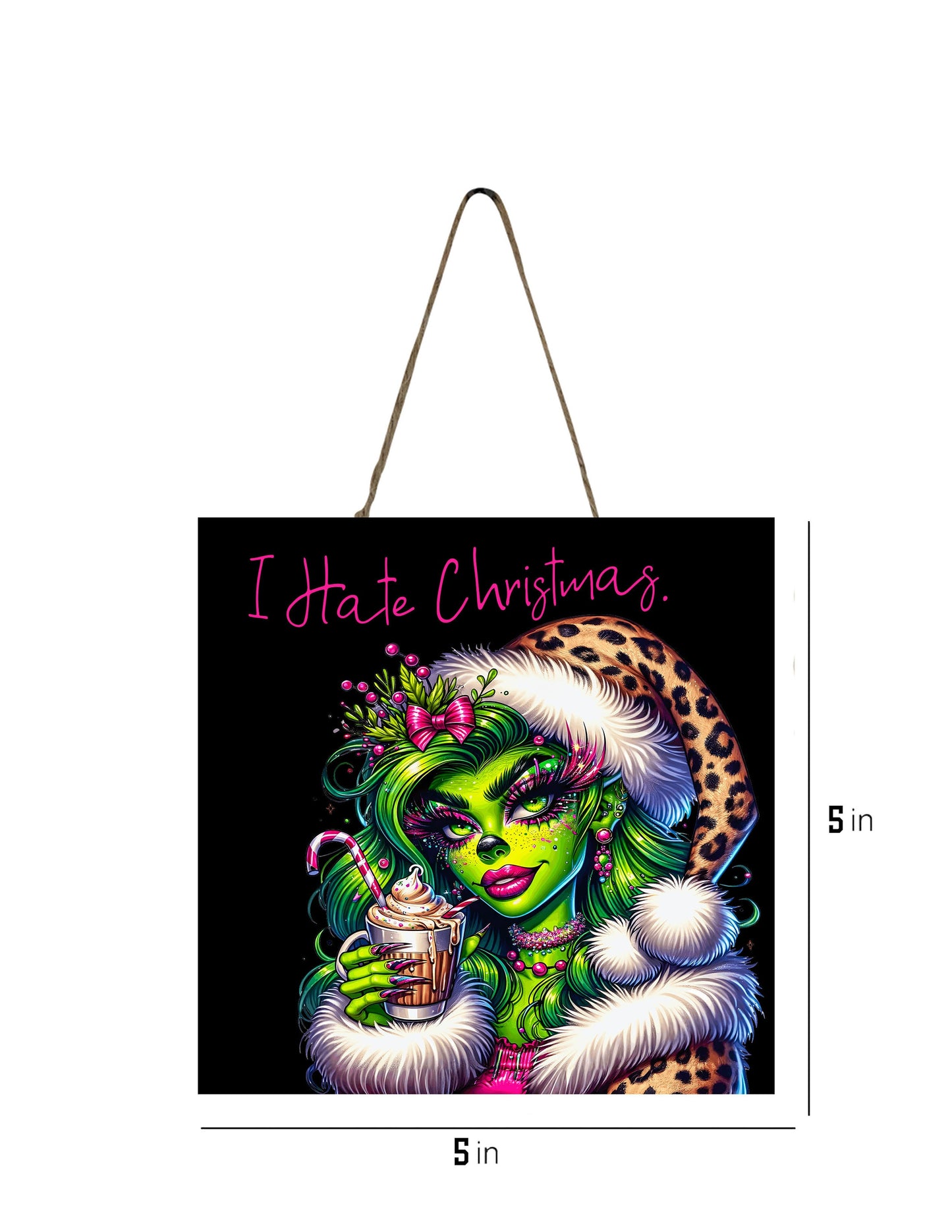 New Release, Christmas Ornament, Green Elf I Hate Christmas, Tier Tray Decor, Wreath Sign, Mini Sign, Door Hanger