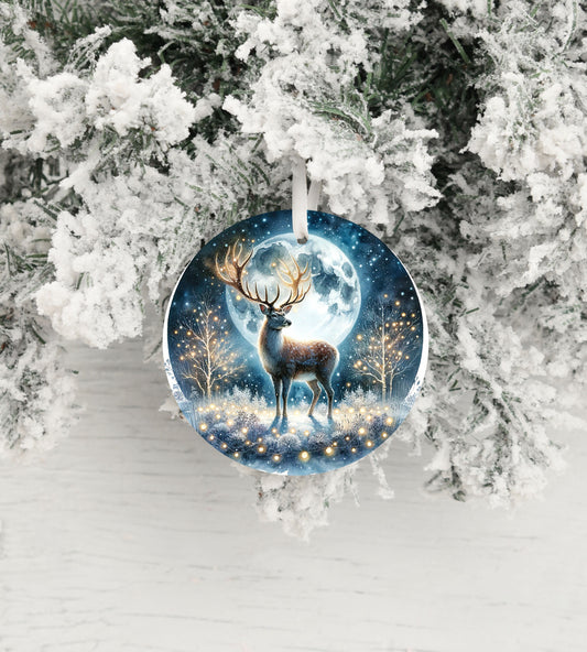 New Releases Christmas Ornament, Full Moon Christmas Deer Ceramic Christmas Ornament, Christmas Decorations