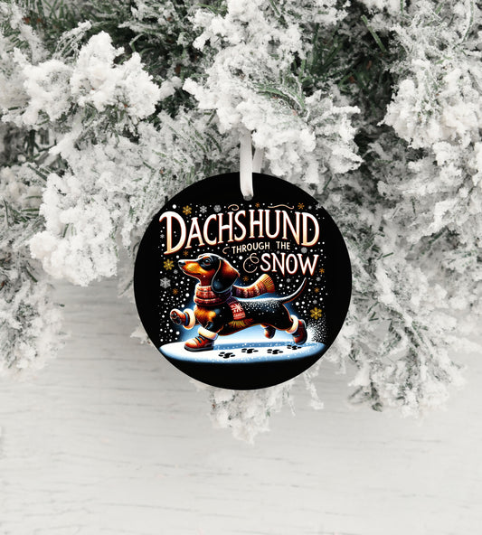 New Release Christmas Ornament, Dachshund Through the Snow Ceramic Christmas Ornament