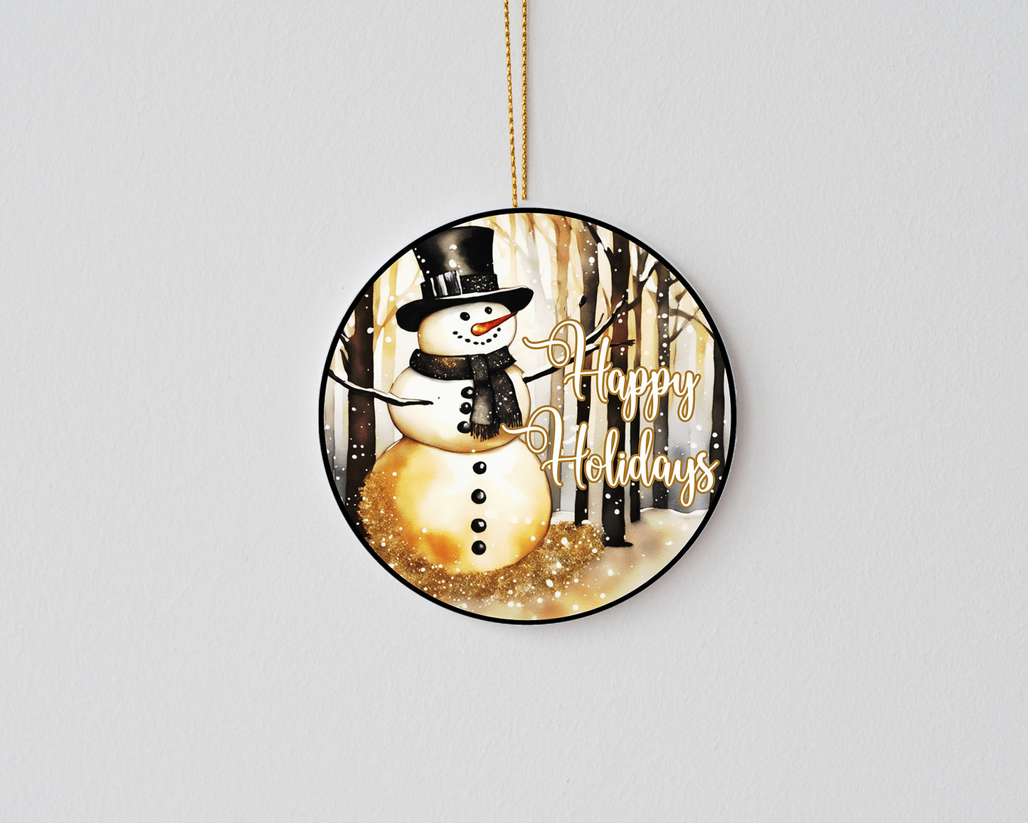 New Release Christmas Ornament, Happy Holidays Gold Snowman Ceramic Christmas Ornament