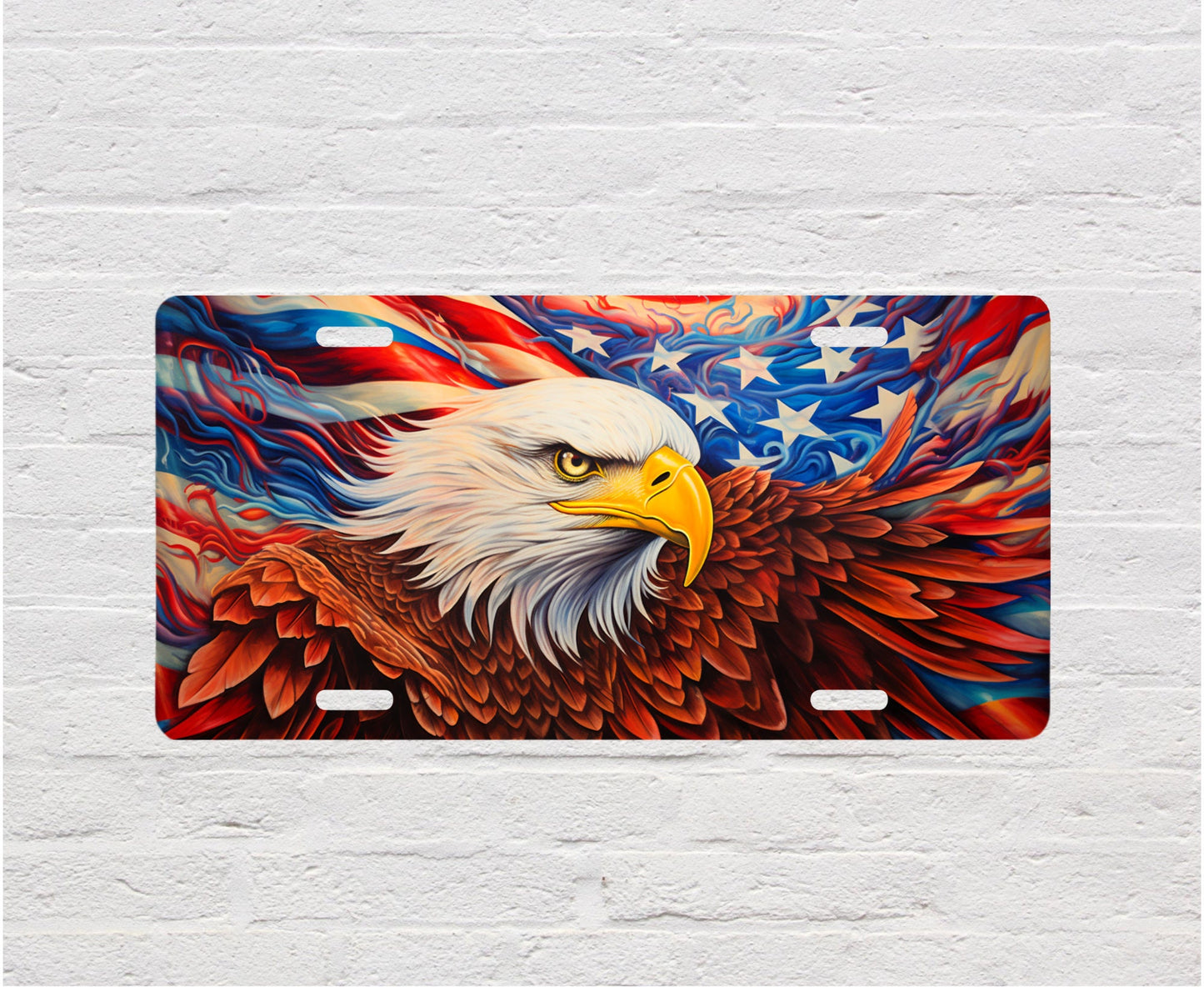 New Release, American Eagle Aluminum Front License Plate and Car Coaster Set, Vanity Plate, Car Accessories