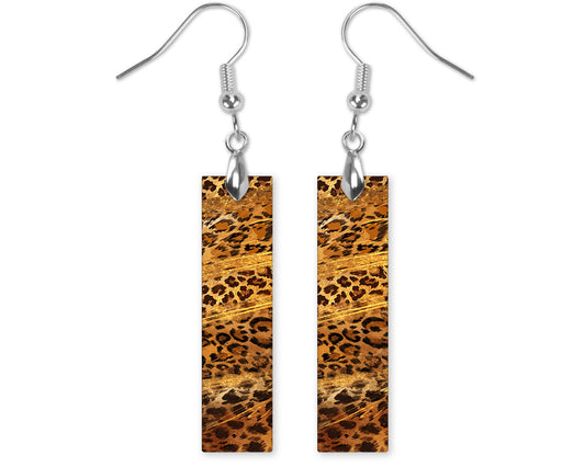 New Release Earrings, Leopard Print Bar Dangle Printed Earrings Jewelry Handmade