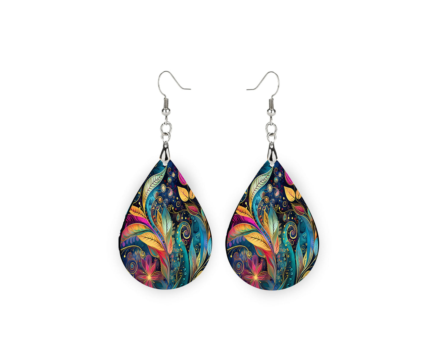 New Release Beautiful Boho Earrings Print Tear Drop Wood Dangle Earrings Hypoallergenic Jewelry