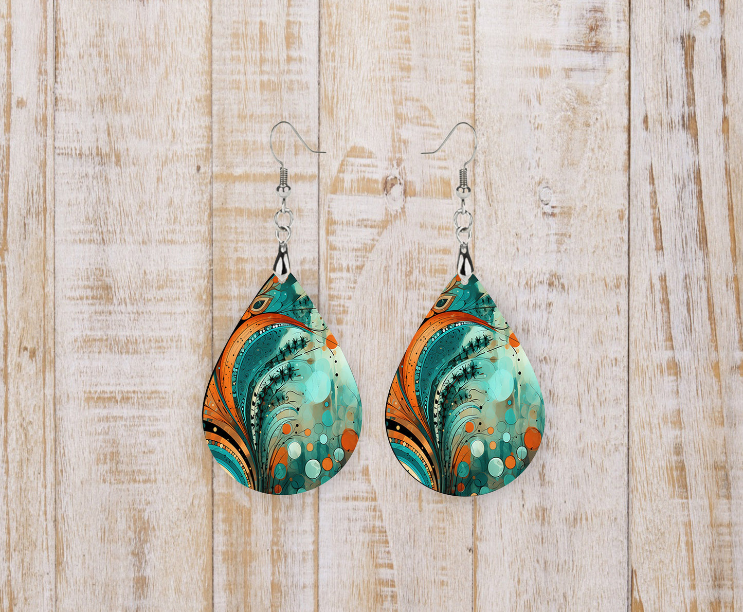 New Release Boho Drops Earrings Print Tear Drop Wood Dangle Earrings Hypoallergenic Jewelry