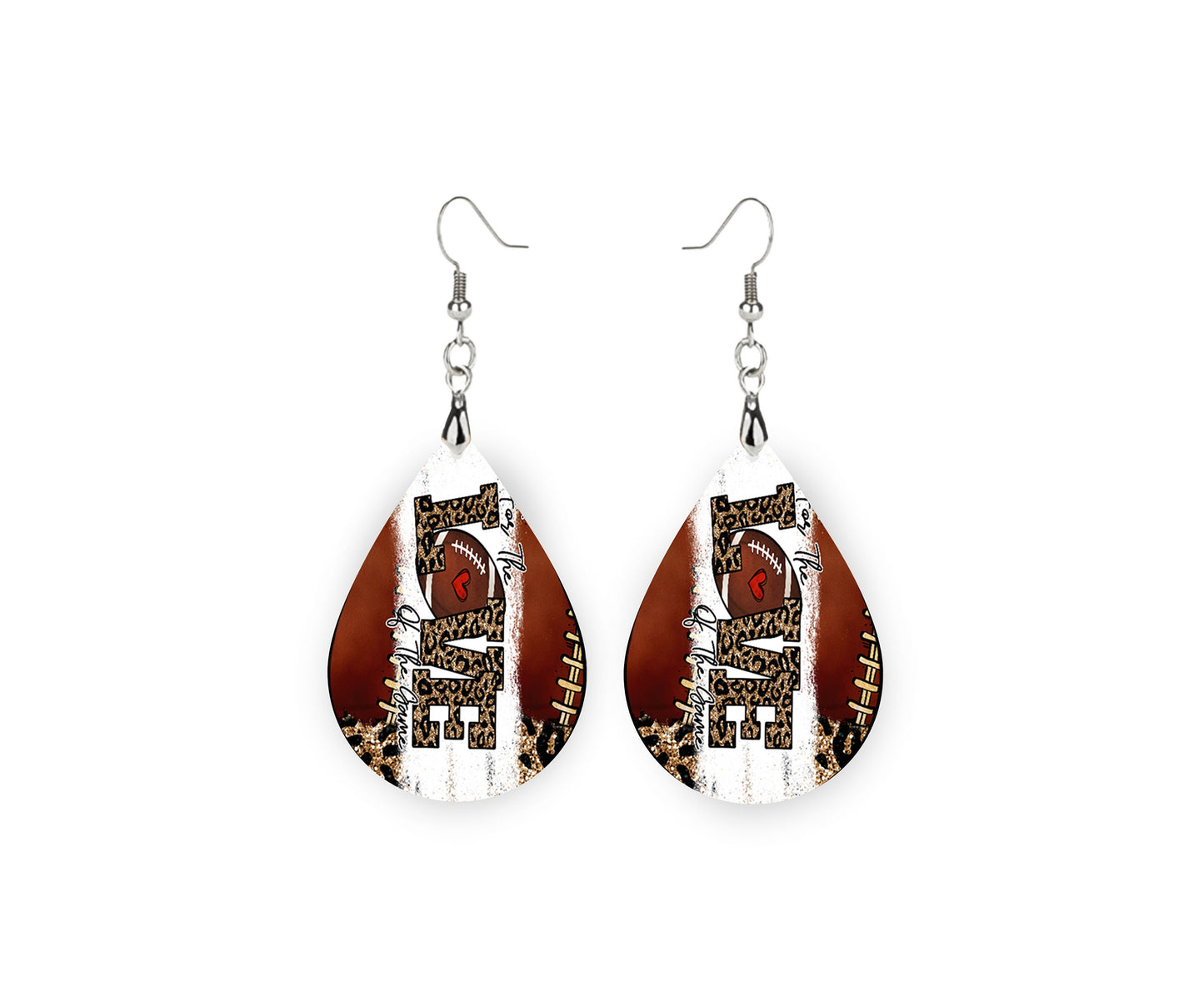 New Release Football for the Love of the Game Earrings Print Tear Drop Wood Dangle Earrings Hypoallergenic Jewelry