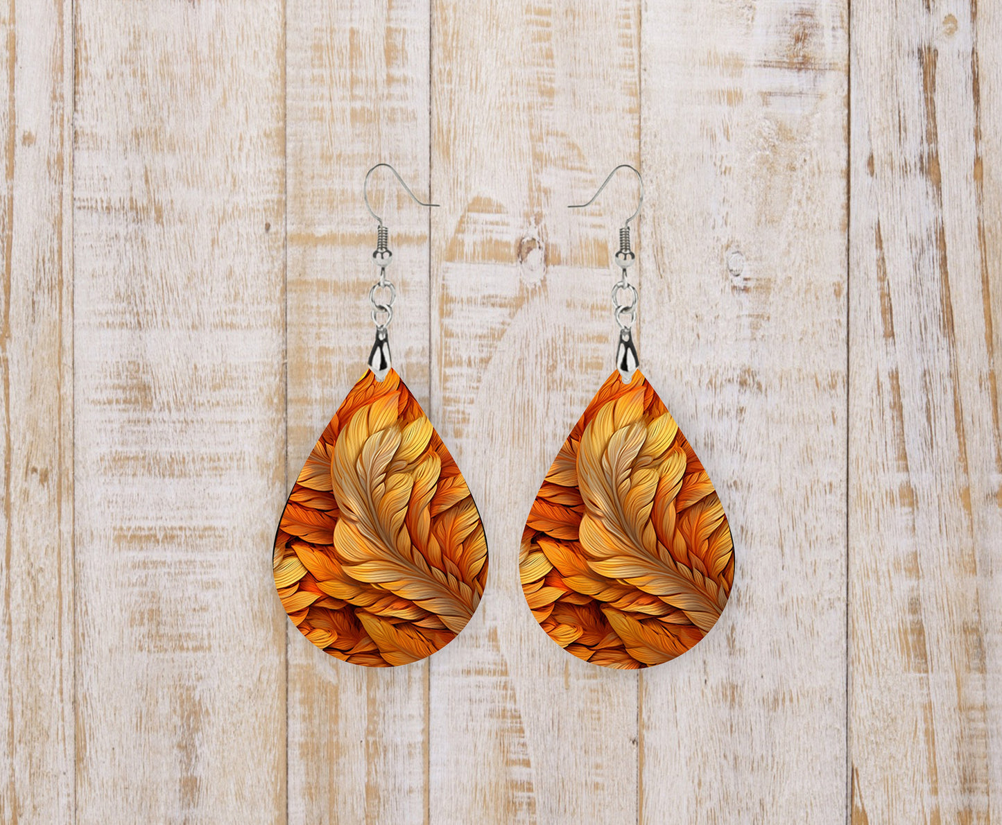 New Release Golden Wings Earrings Print Tear Drop Wood Dangle Earrings Hypoallergenic Jewelry