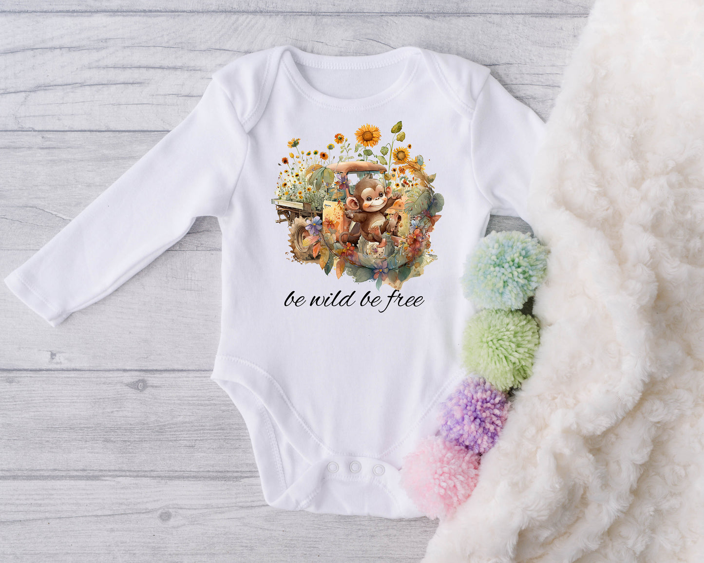 New Release, Baby Bodysuit, Be Wild Be Free Romper, One Piece Baby Suit, Baby Gift, Long / Short Sleeve, 0-18 Months size