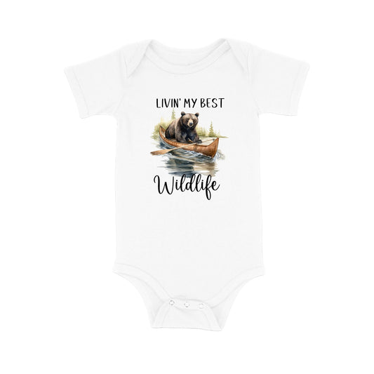 New Release, Baby Bodysuit, Bear Livin' My Best Wildlife, One Piece Baby Suit, Baby Gift, Long / Short Sleeve, 0-18 Months size