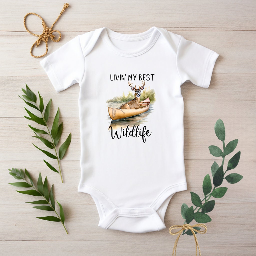 New Release, Baby Bodysuit, Deer Livin' My Best Wildlife, One Piece Baby Suit, Baby Gift, Long / Short Sleeve, 0-18 Months size