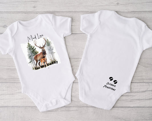 New Release, Baby Bodysuit, Deer Mad Love for my Daddy One Piece Baby Suit, Baby Gift, Long / Short Sleeve, 0-18 Months size